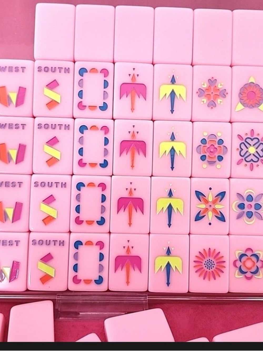 Jonathan Adler Tote and Pink Mahjong Tile Set - looks like The Mahjong Line